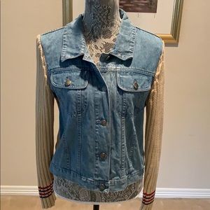 Denim front Sweater Jacket